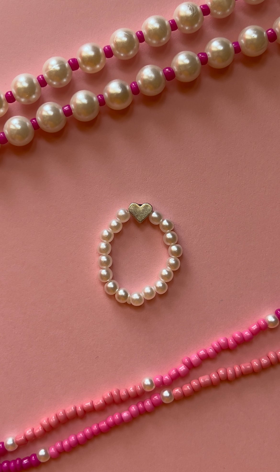 Barbie beads and pearls rings