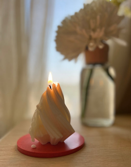 Carved Wavy Candle - White